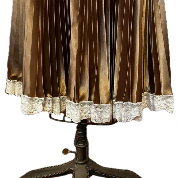 Vintage Betsey Johnson Pleated Lace Gold Dress - Picture 7 of 12